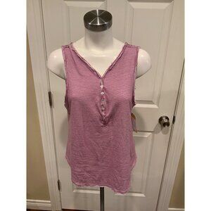 Postmark Purple & White Striped Popover Tank Top, Size Large